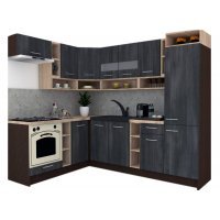 Bucatarie de Colt COSSY NEW 180-250 ST., Wenge / Decor 8509